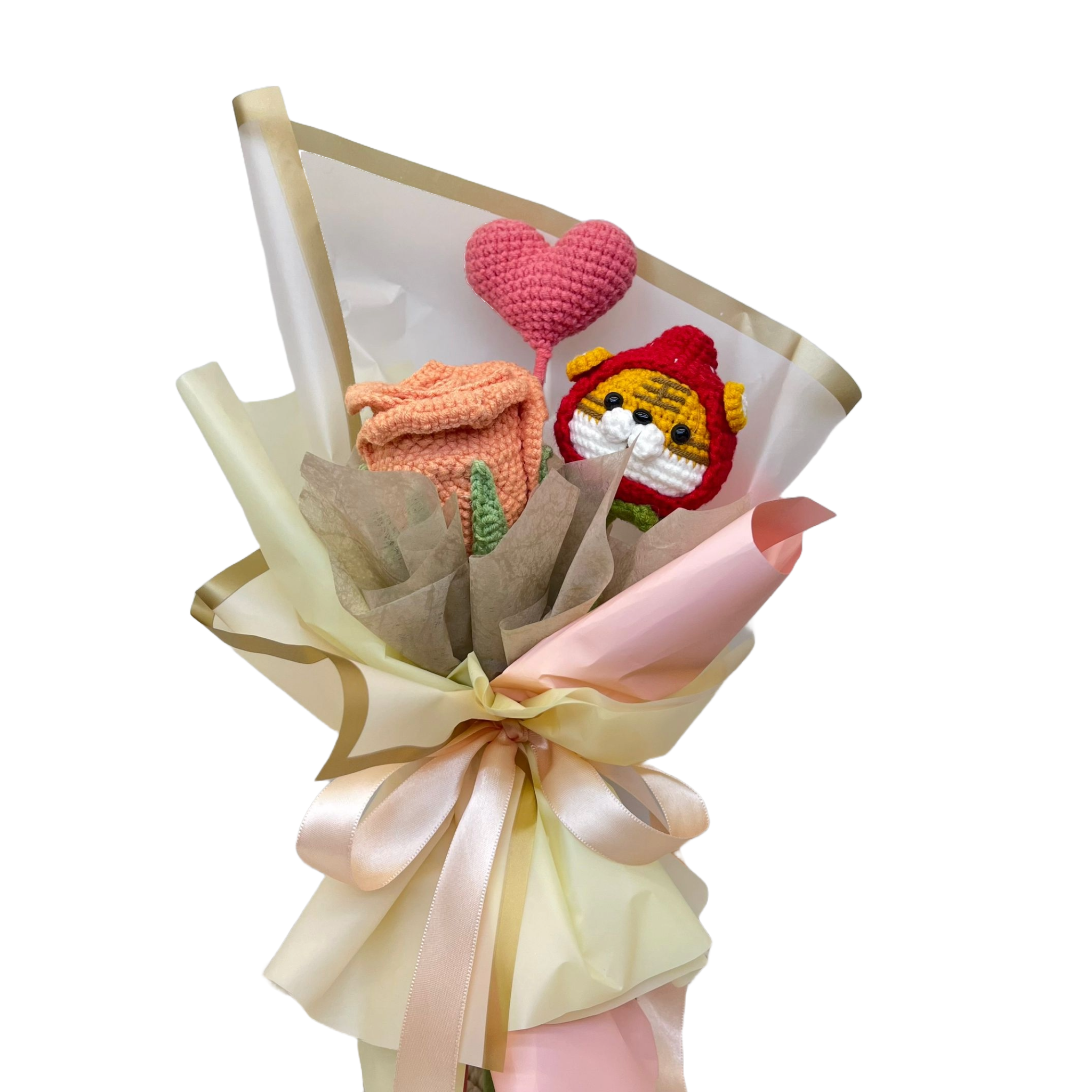 Charming Crochet Flower Bouquet with Tiger Accent