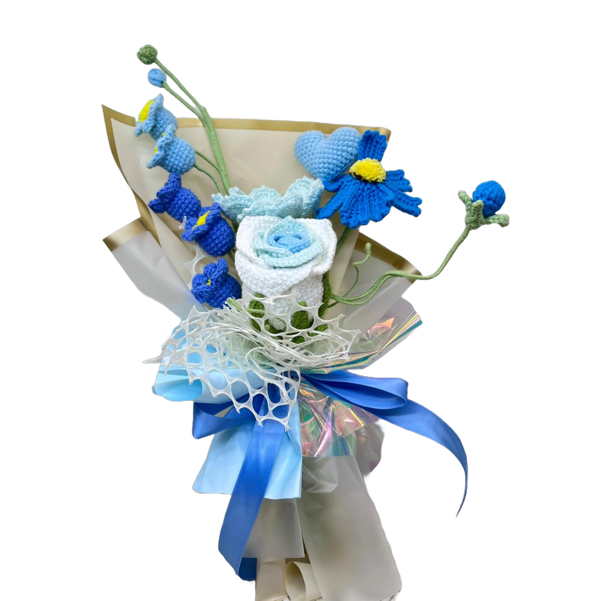 Charming Crochet Flower Bouquet with Heart Accent III