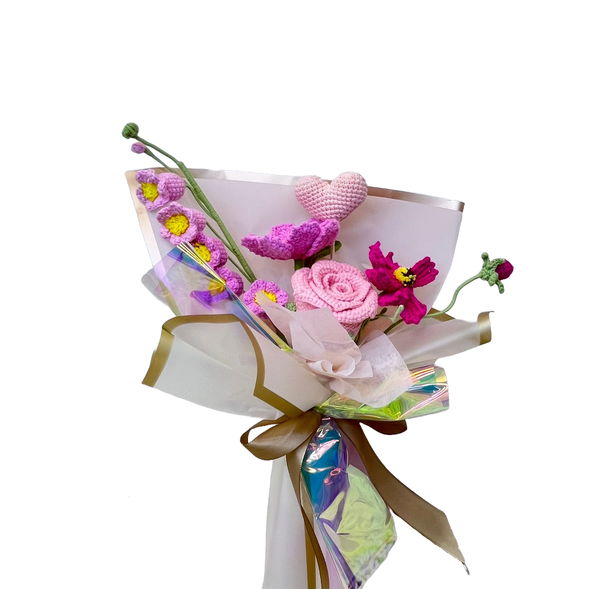 Charming Crochet Flower Bouquet with Heart Accent