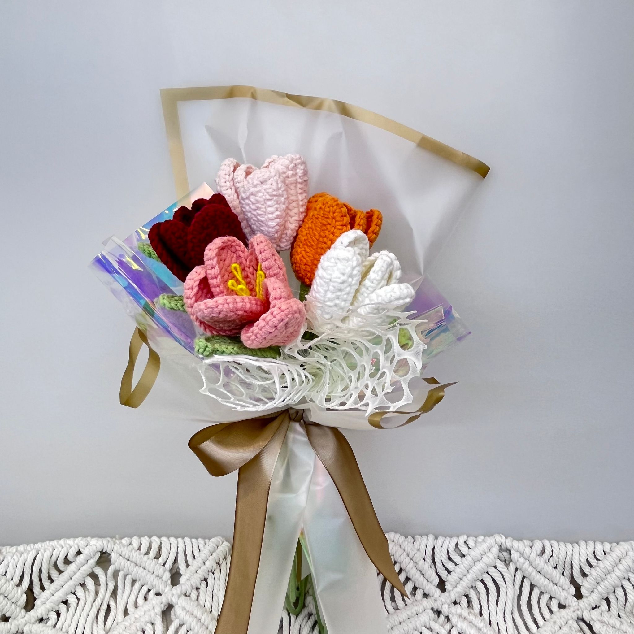Elegant Crochet Flower Bouquet - Tulip Posy II