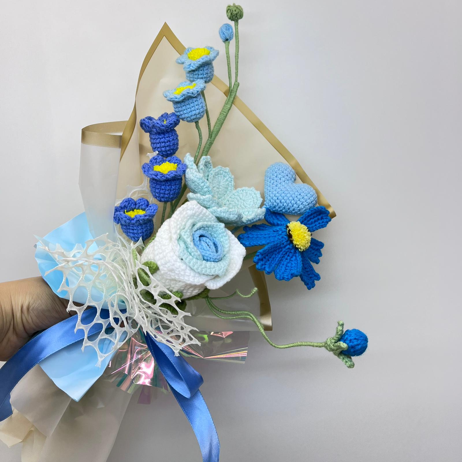 Charming Crochet Flower Bouquet with Heart Accent III