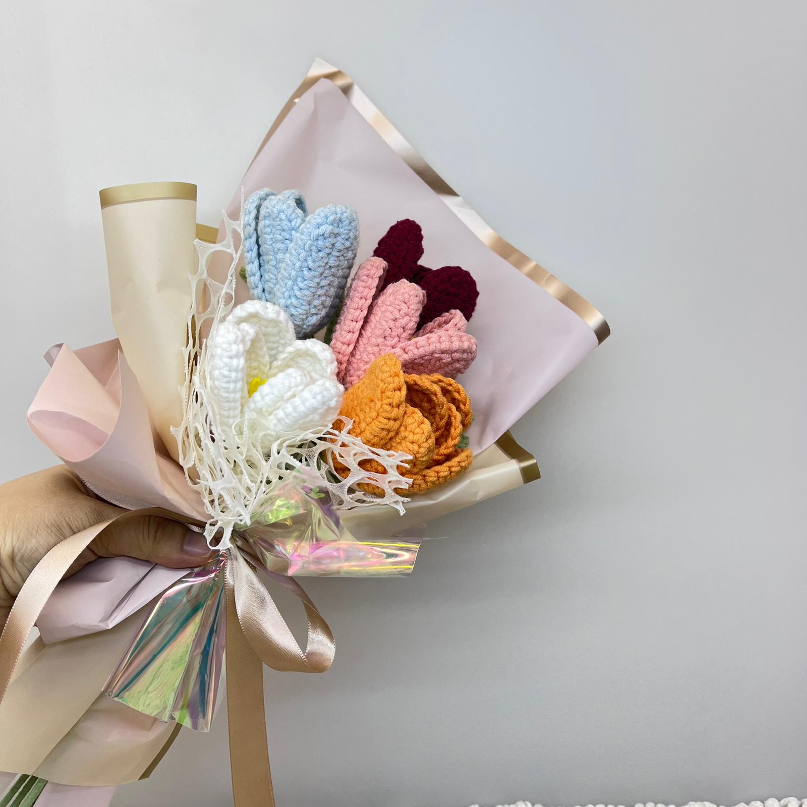 Elegant Crochet Flower Bouquet - Tulip Posy III