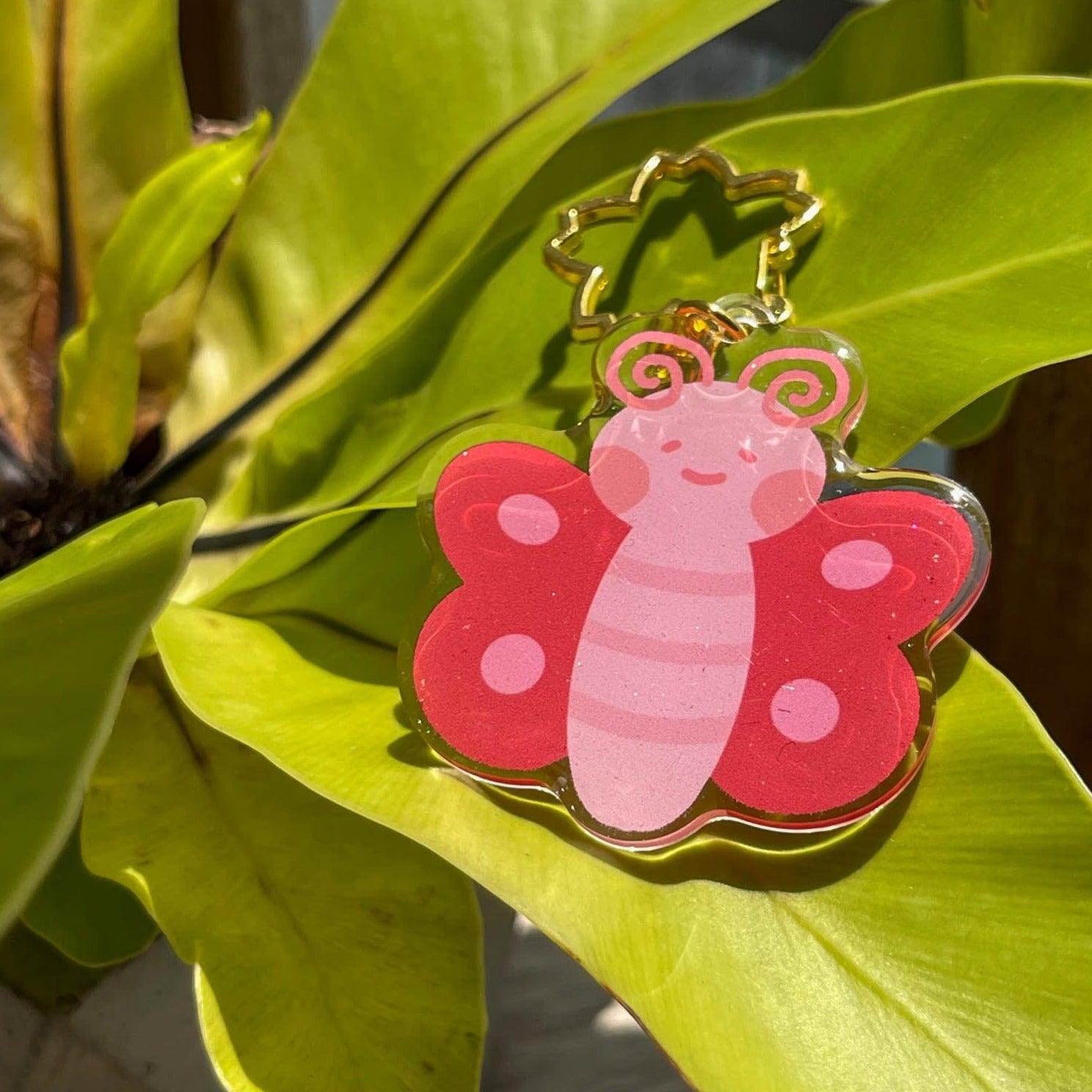 Acrylic Keychain - Butterfly Pink Blossom - KLOSH