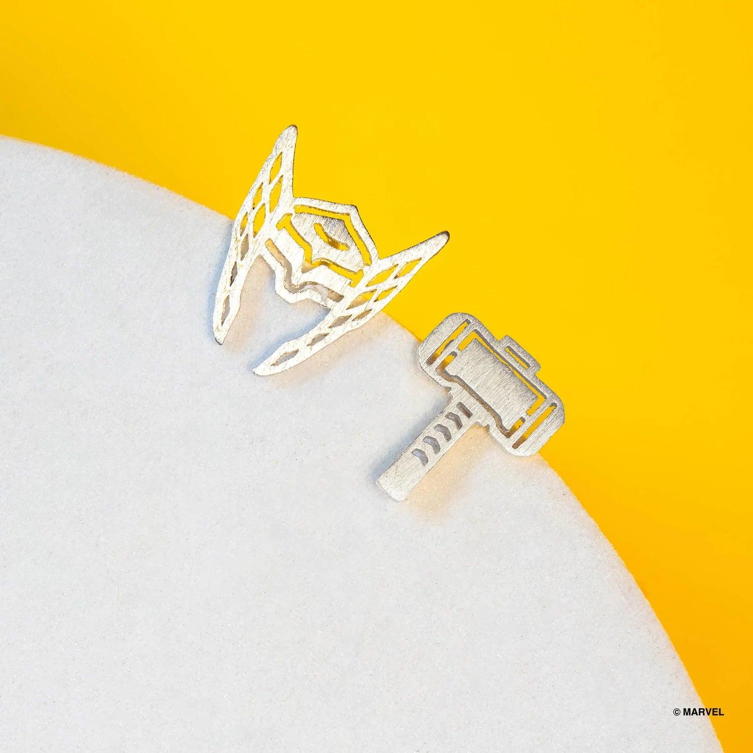 Marvel Earring - Thor & Mjolnir Hammer Silver - KLOSH