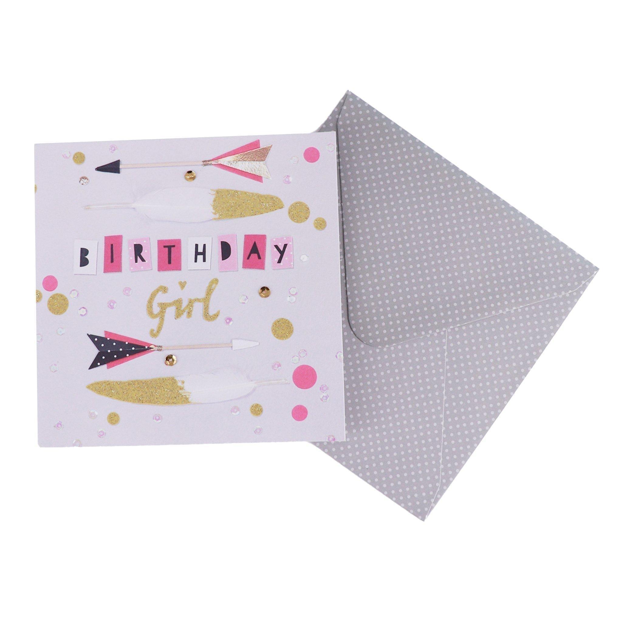Card - Girl Feather & Arrow Birthday - KLOSH