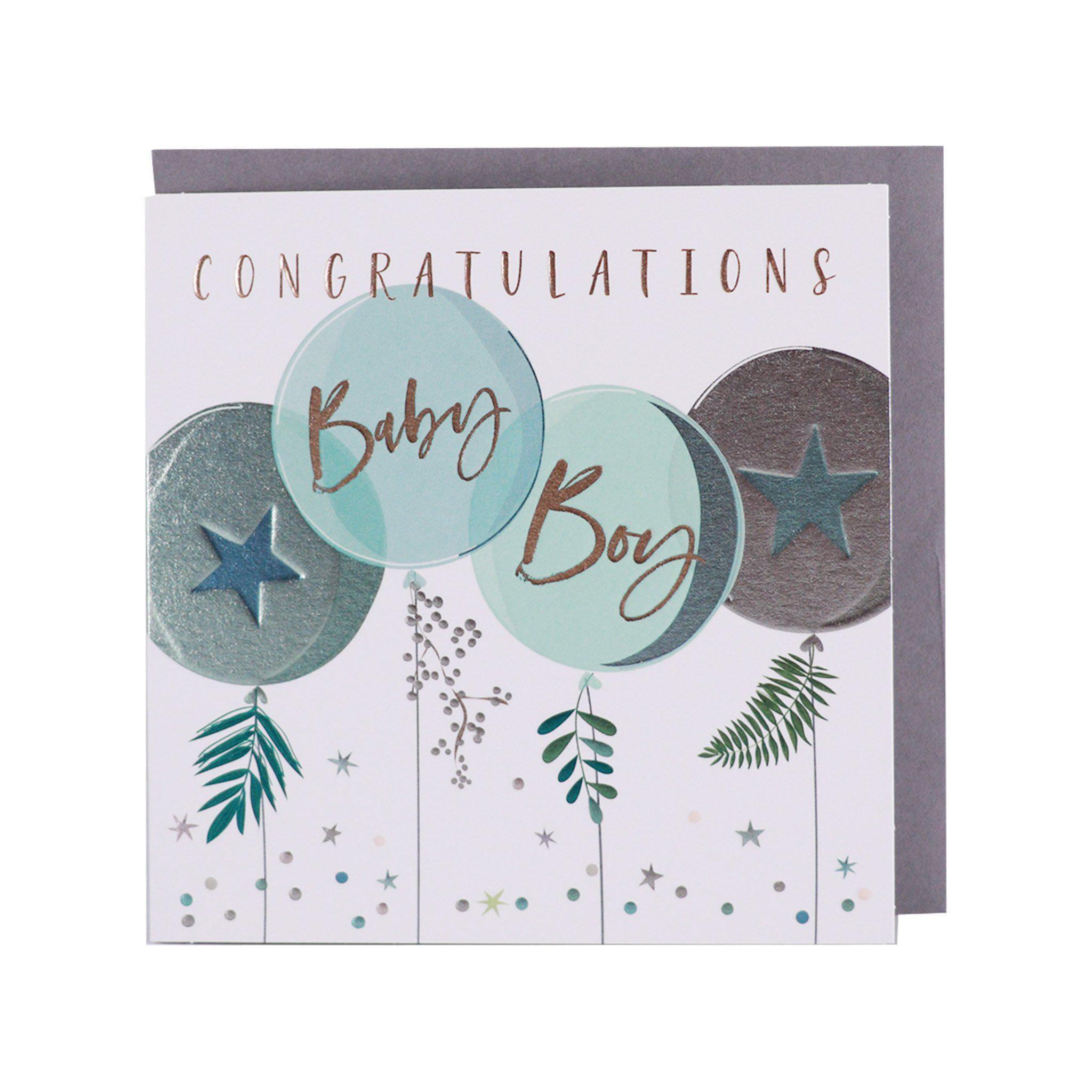 Card - New Baby Boy Balloons - KLOSH