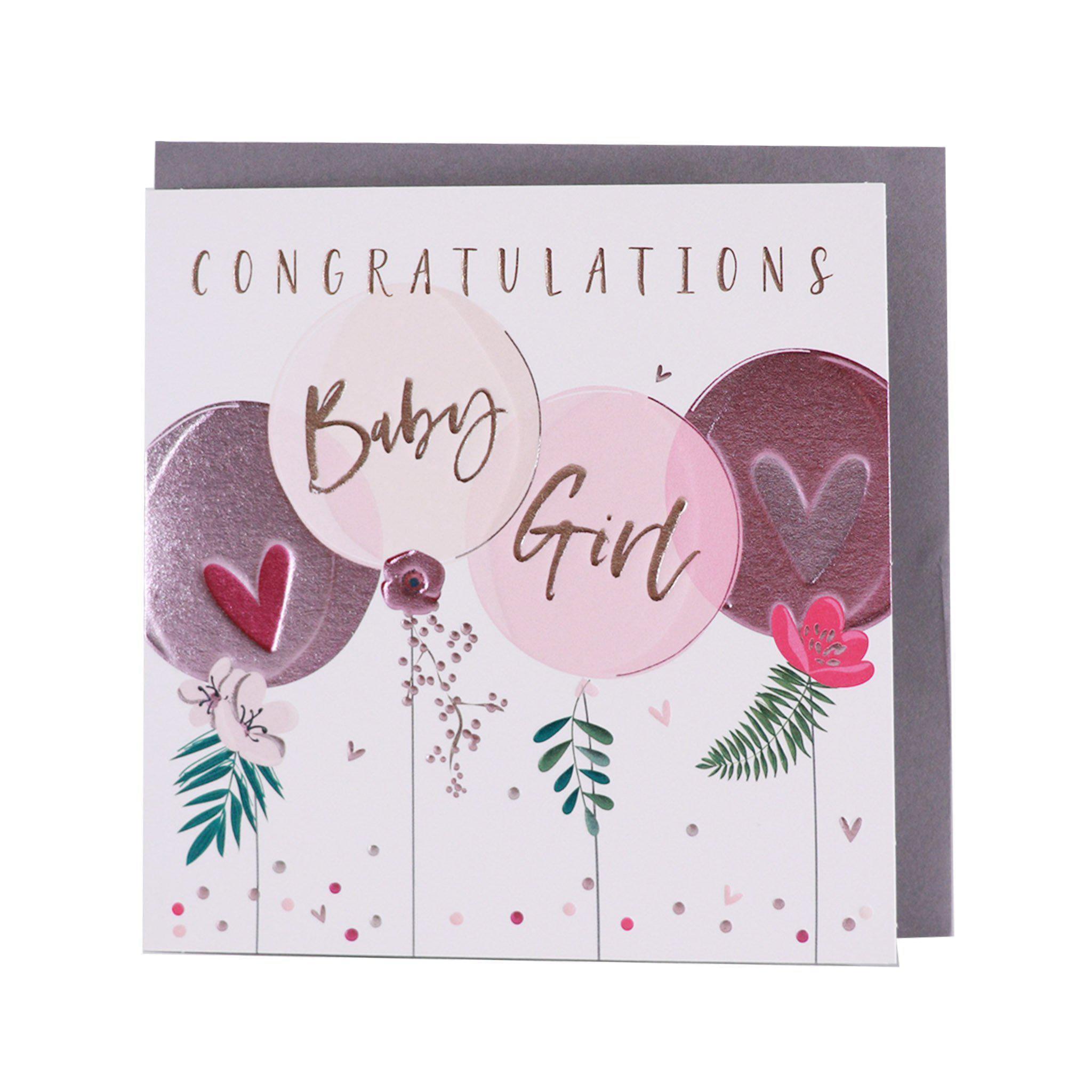 Card - New Baby Girl Balloons - KLOSH