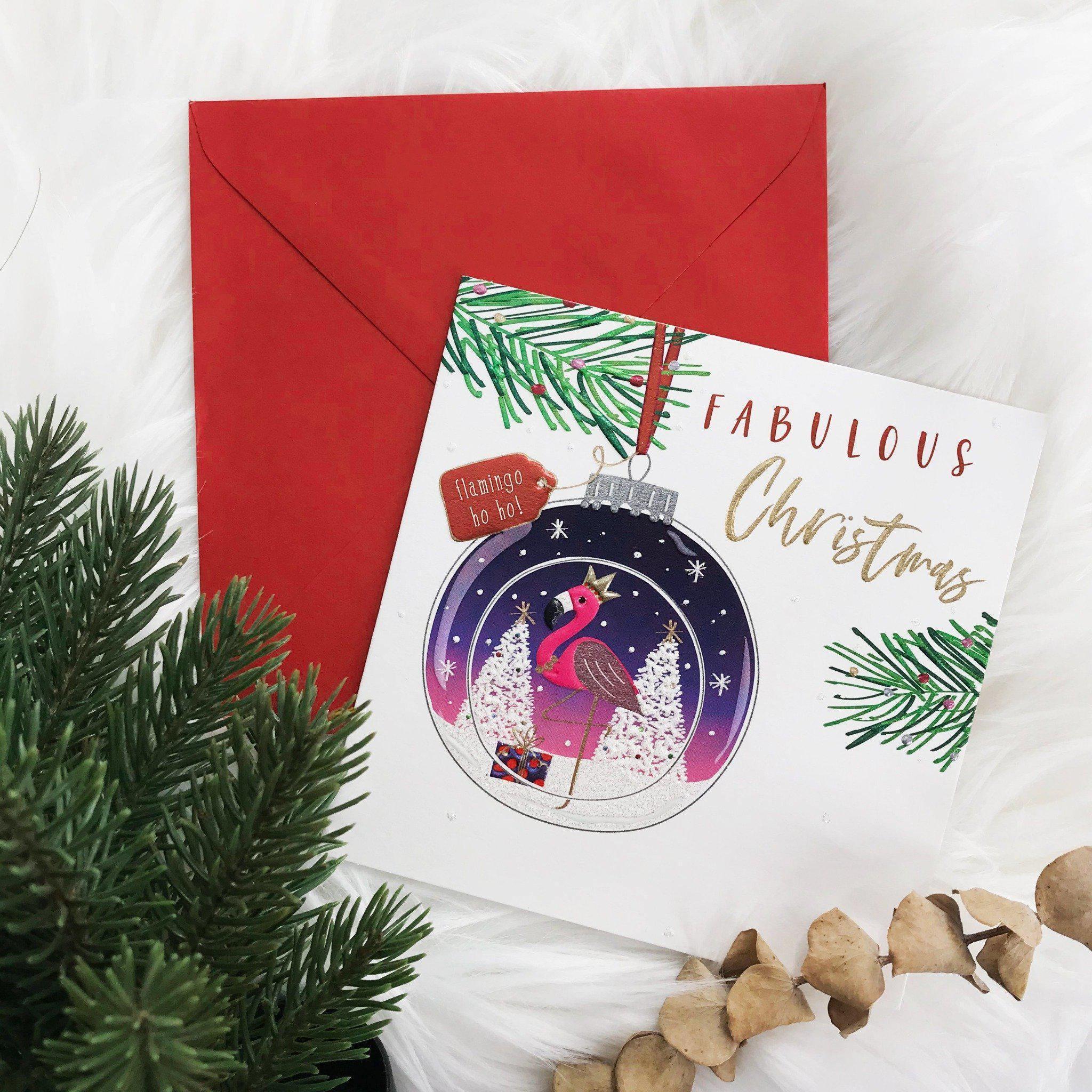 Christmas Card - Bauble Open Flamingo - KLOSH