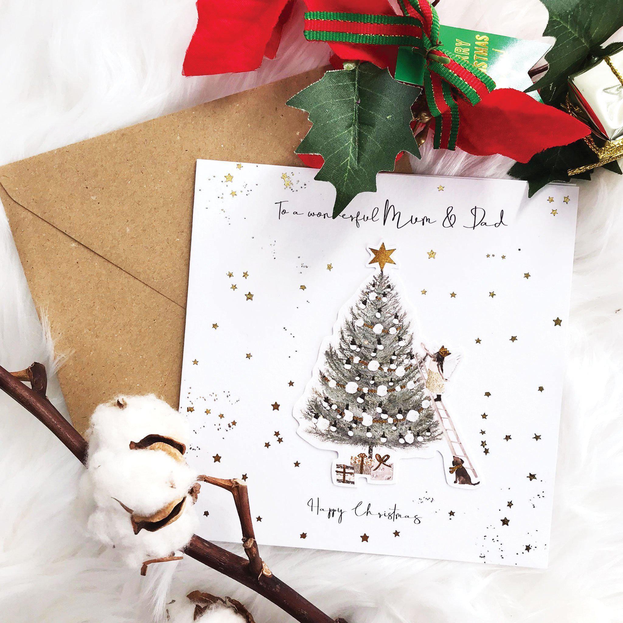 Christmas Card - Happy Christmas To A Wonderful Mum & Dad - KLOSH