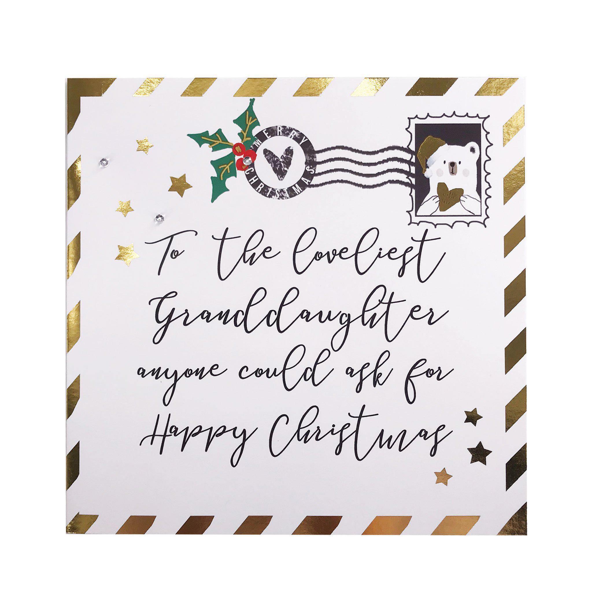 Christmas Card - Happy Christmas To The Loveliest Granddaughter - KLOSH