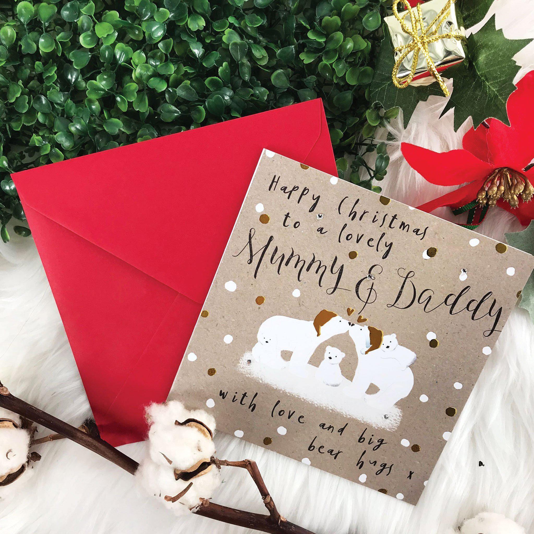Christmas Card - To A Lovely Mummy & Daddy With Love And Big Bear Hugs - KLOSH