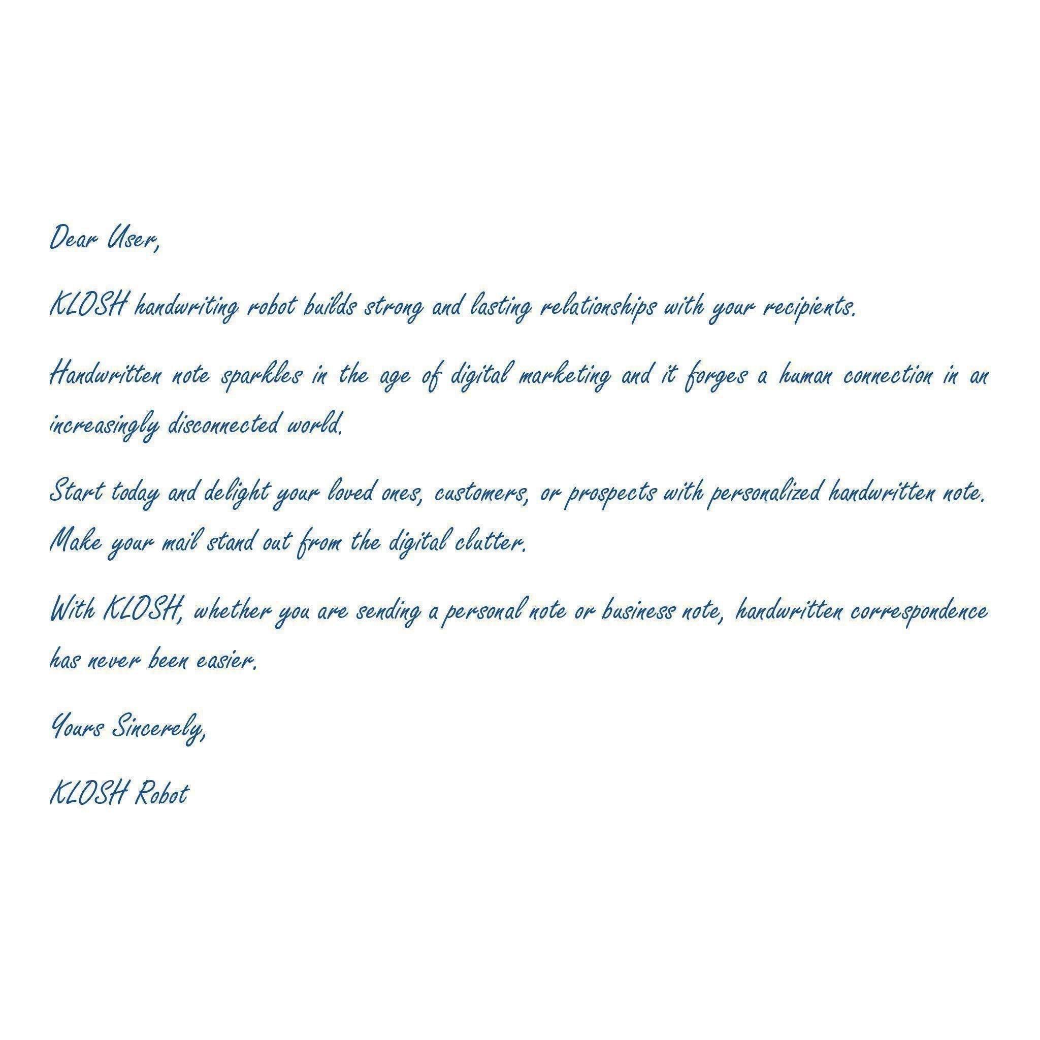 Handwritten Message - KLOSH