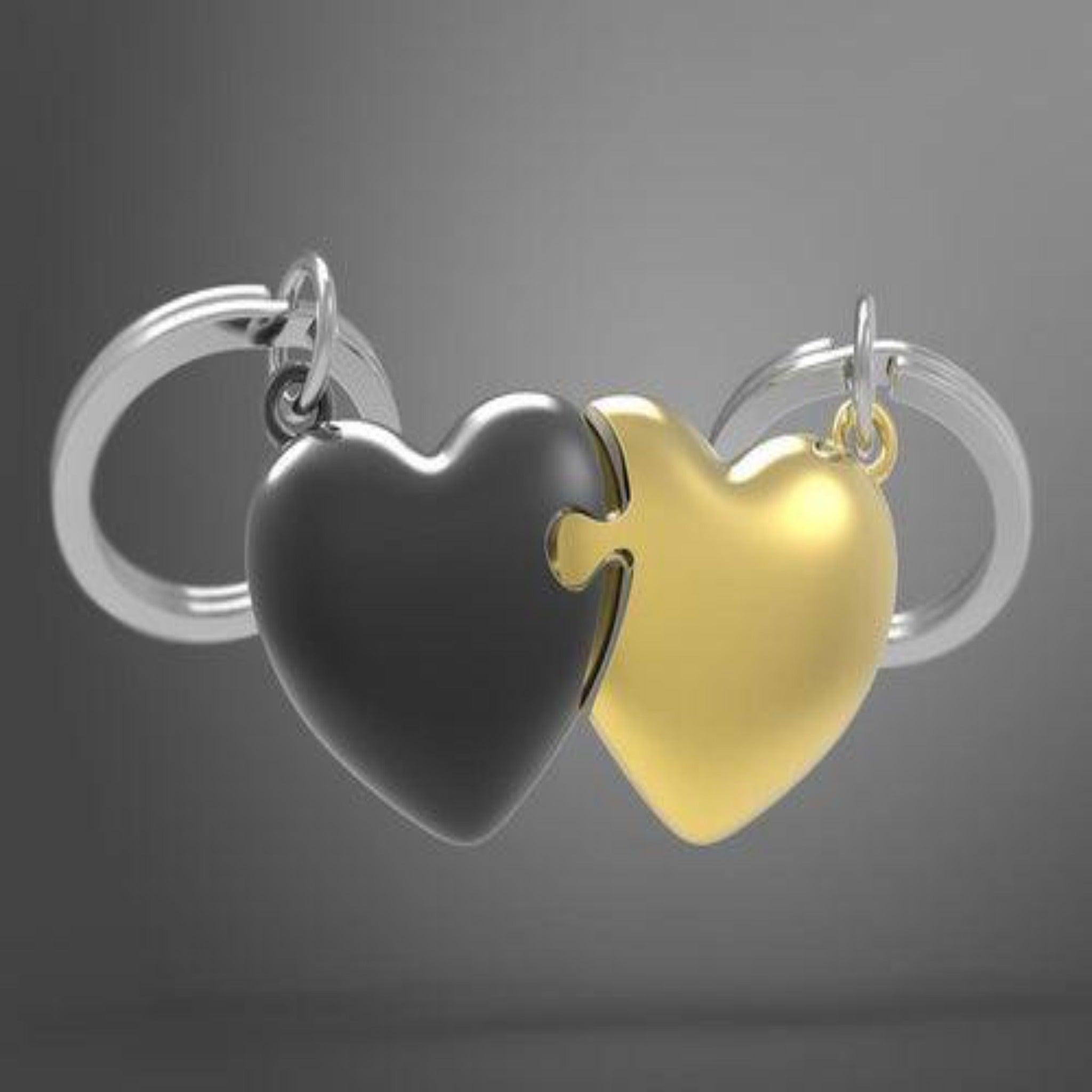 Keyring - Puzzle Heart Gold & Dark Grey - KLOSH