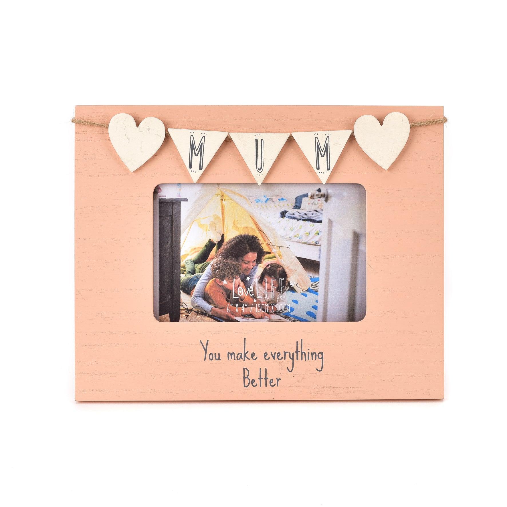 Photo Frame - Mum with Bunting MDF Frame 6" x 4" - KLOSH