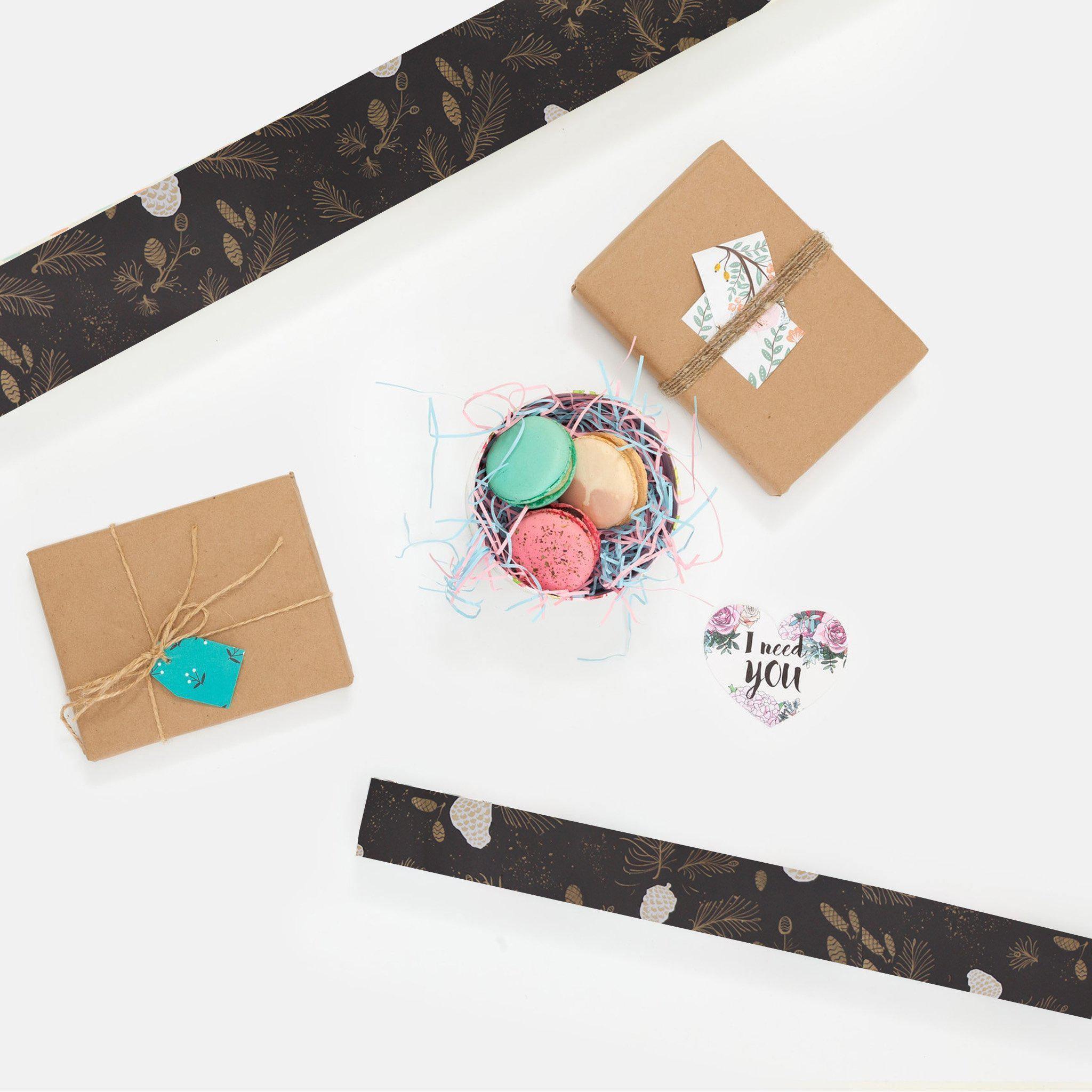 Wrapping Paper - Black Feather Glitter - KLOSH