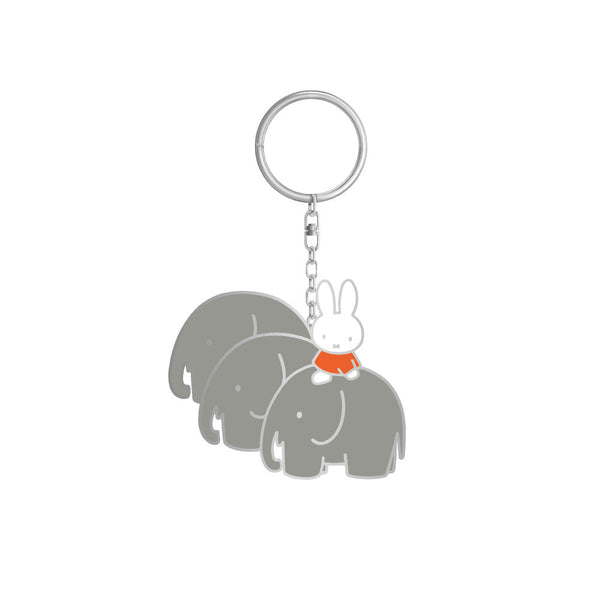 Miffy - With Elephants  Enamel Keychain