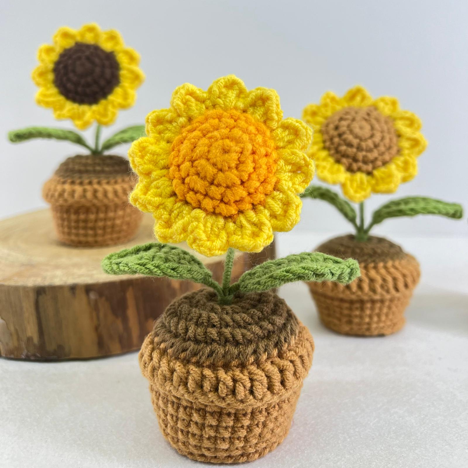 Handmade Crochet Flower Mini Potted Plant