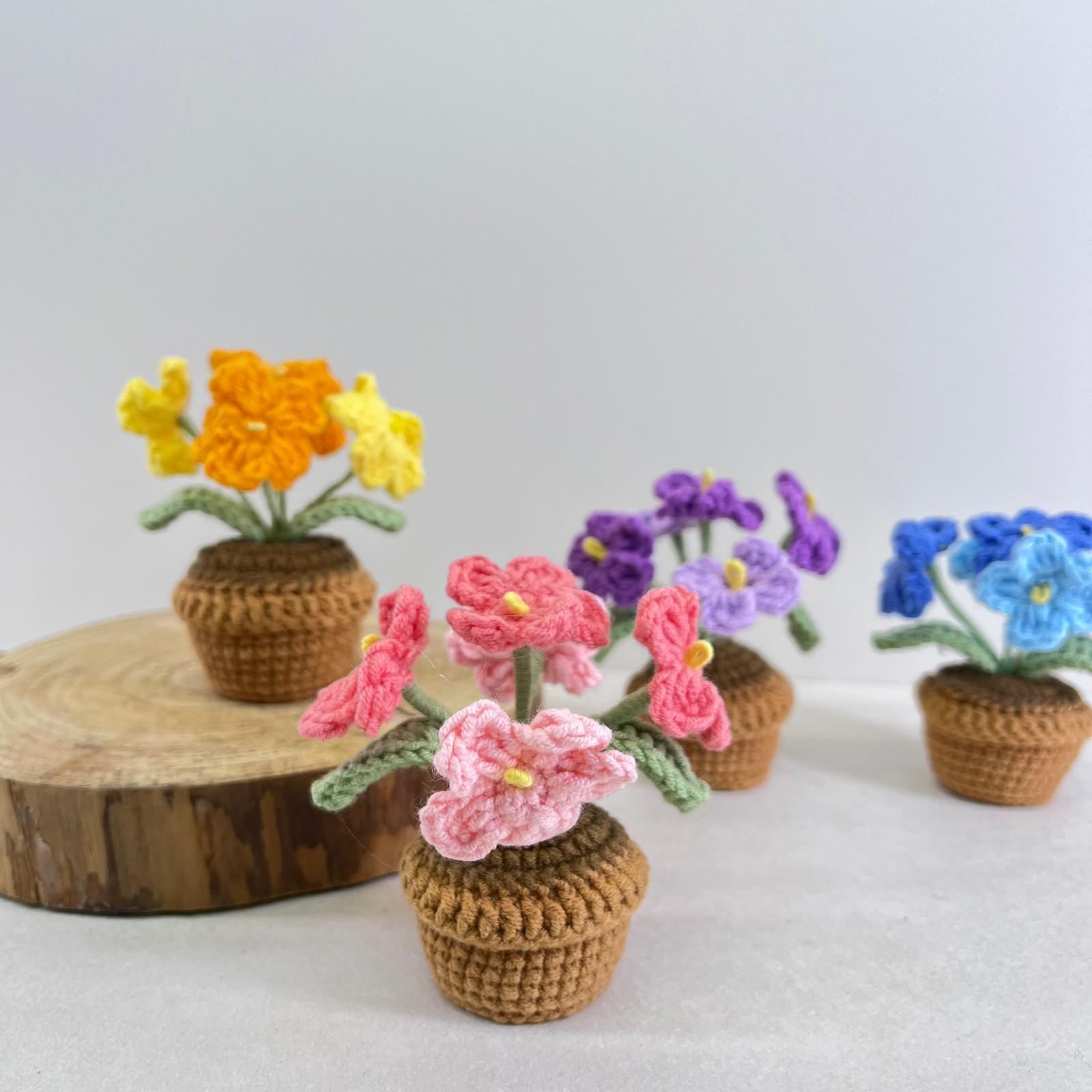 Handmade Crochet Flower Mini Potted Plant