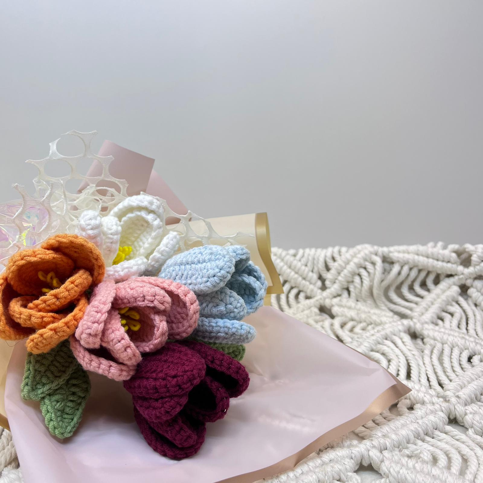 Elegant Crochet Flower Bouquet - Tulip Posy III