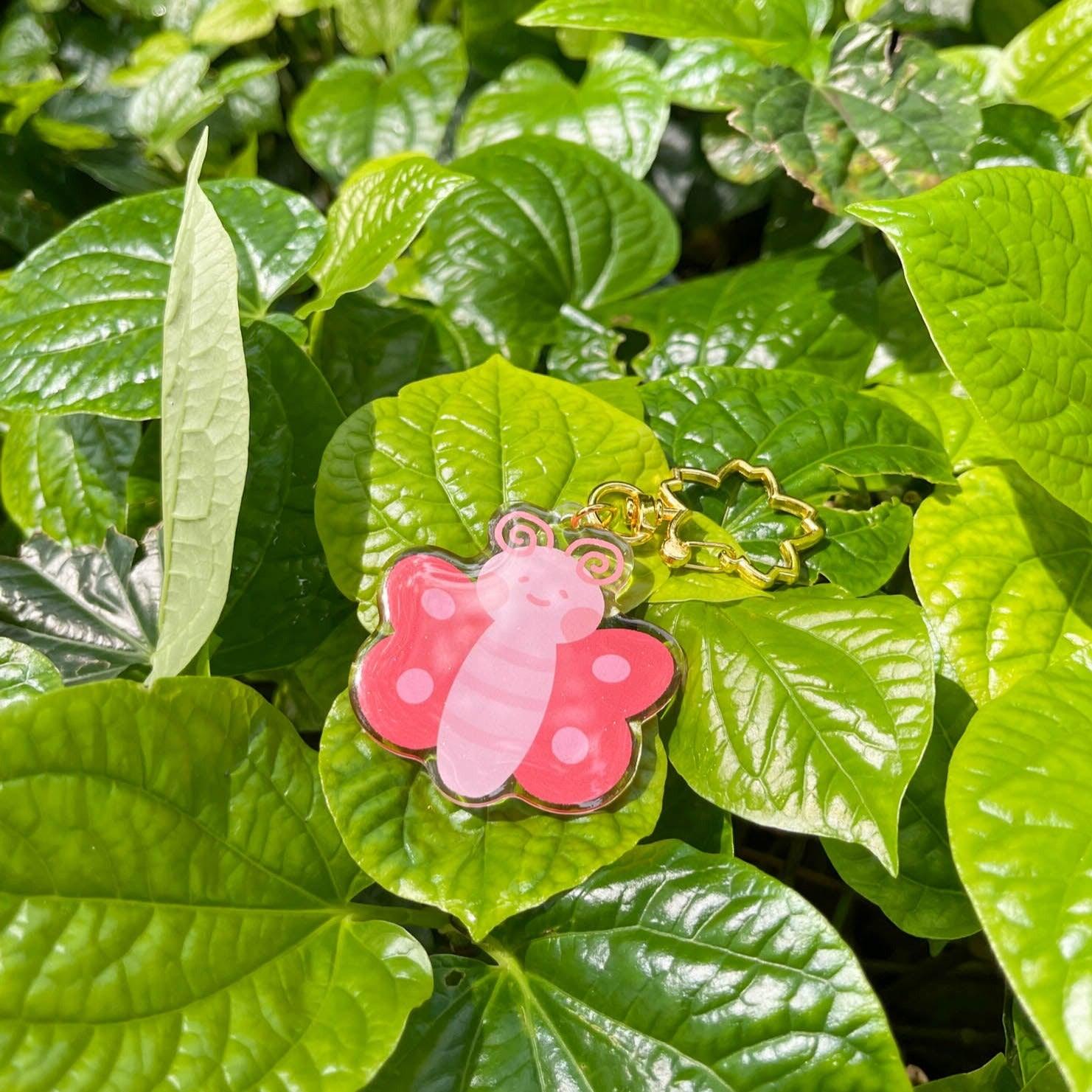 Acrylic Keychain - Butterfly Pink Blossom - KLOSH