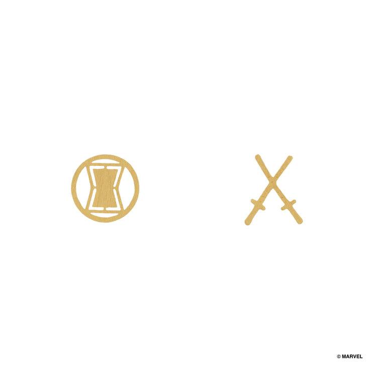 Marvel Earring - Black Widow & Dual Batons Gold - KLOSH