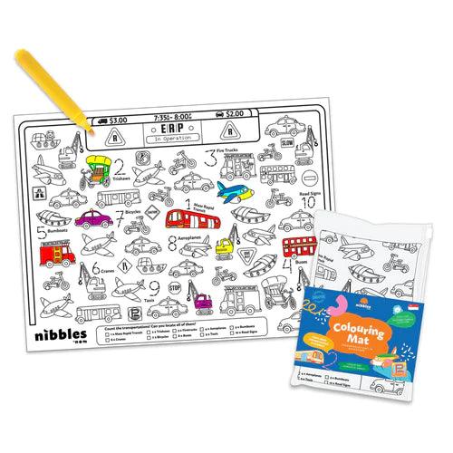 Nibbles Colouring Mat - Transport - KLOSH