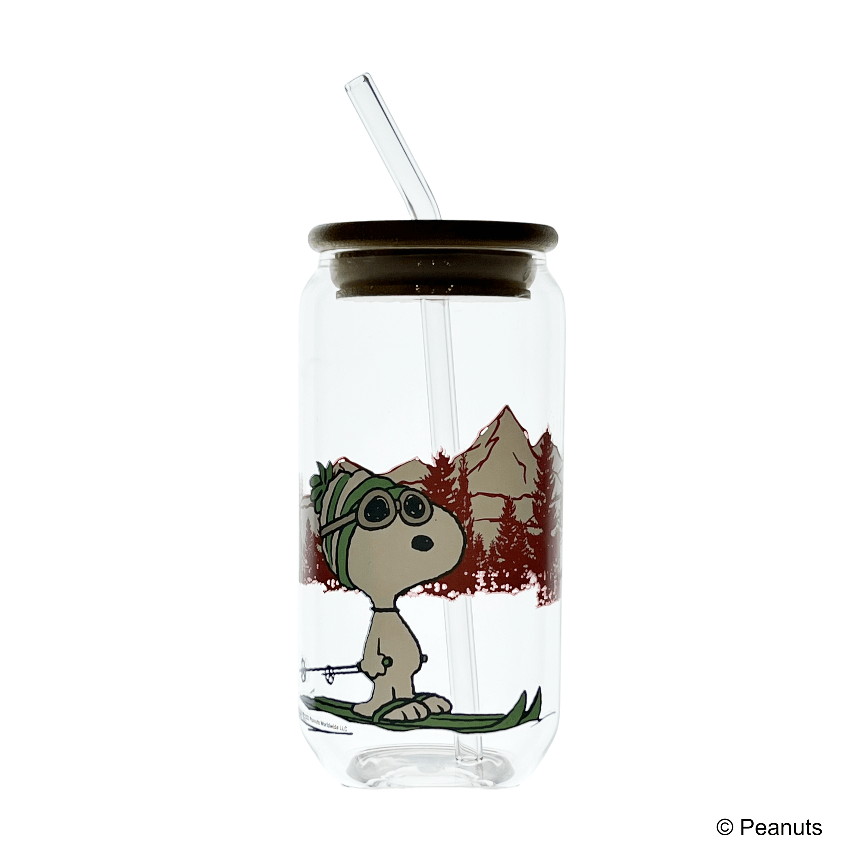 Peanuts Snoopy - Borosilicate Glass Skiing - KLOSH