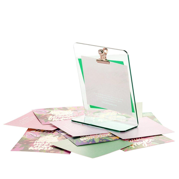 Acrylic Desk Stand - 16 Gold Stamped Christian Cards - KLOSH