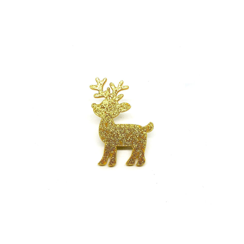 Brooch Pin - Gold Glitter Deer Laser Cut Acrylic - KLOSH