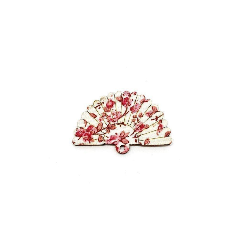 Brooch Pin - Rose Kimono Sakura Fan (Wooden) - KLOSH