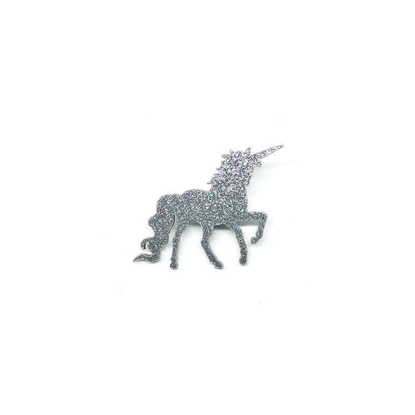 Brooch Pin - Silver Glitter Unicorn (Acrylic) - KLOSH