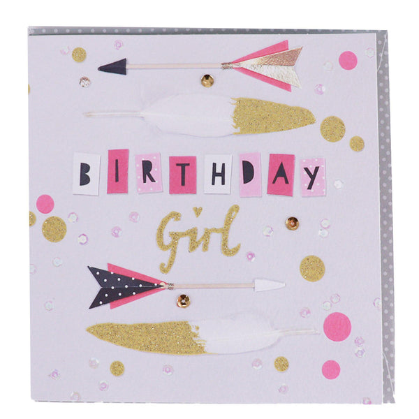 Card - Girl Feather & Arrow Birthday - KLOSH