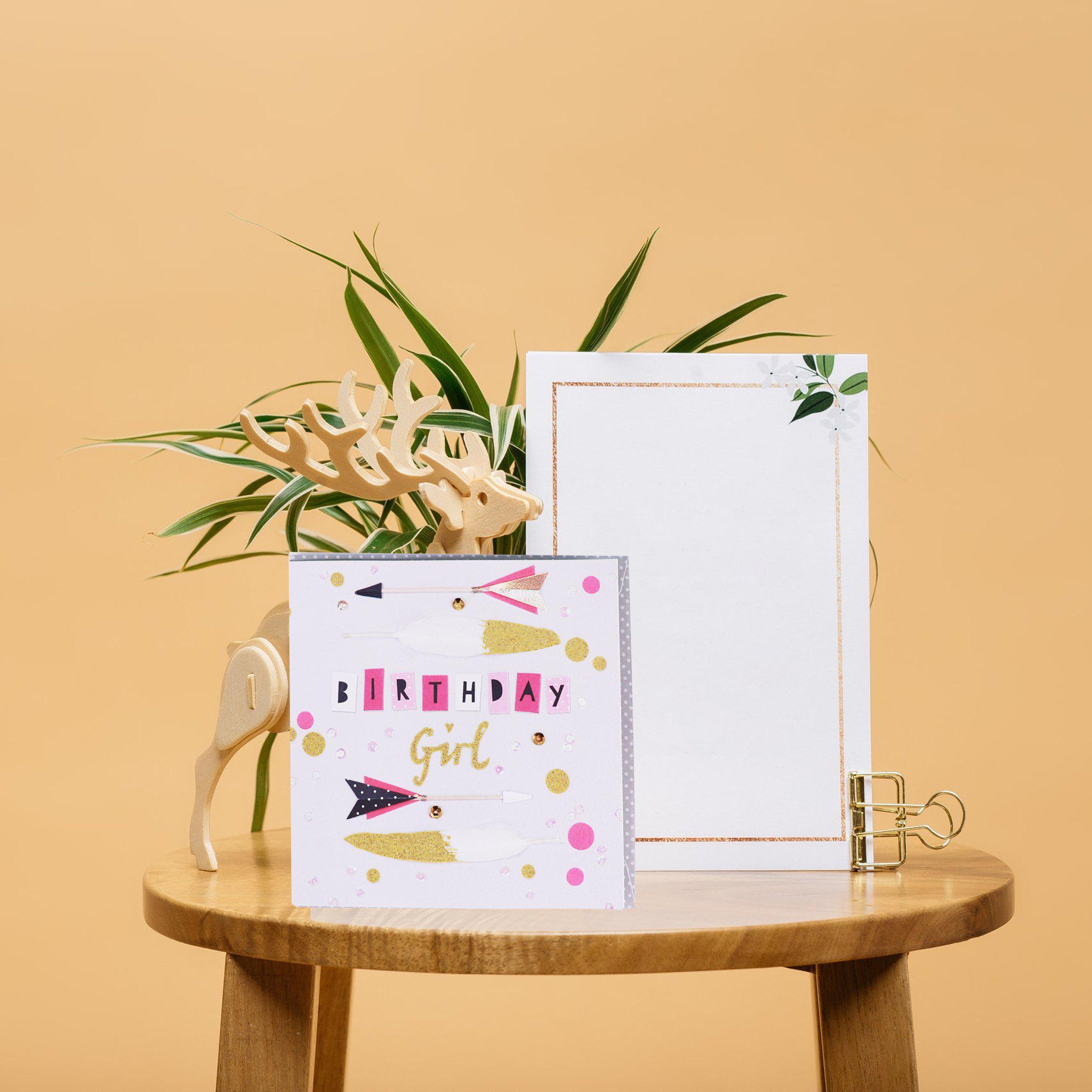 Card - Girl Feather & Arrow Birthday - KLOSH