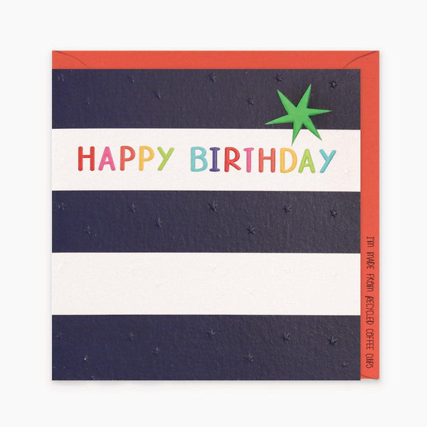 Card - Happy Birthday Blue Stripes - KLOSH
