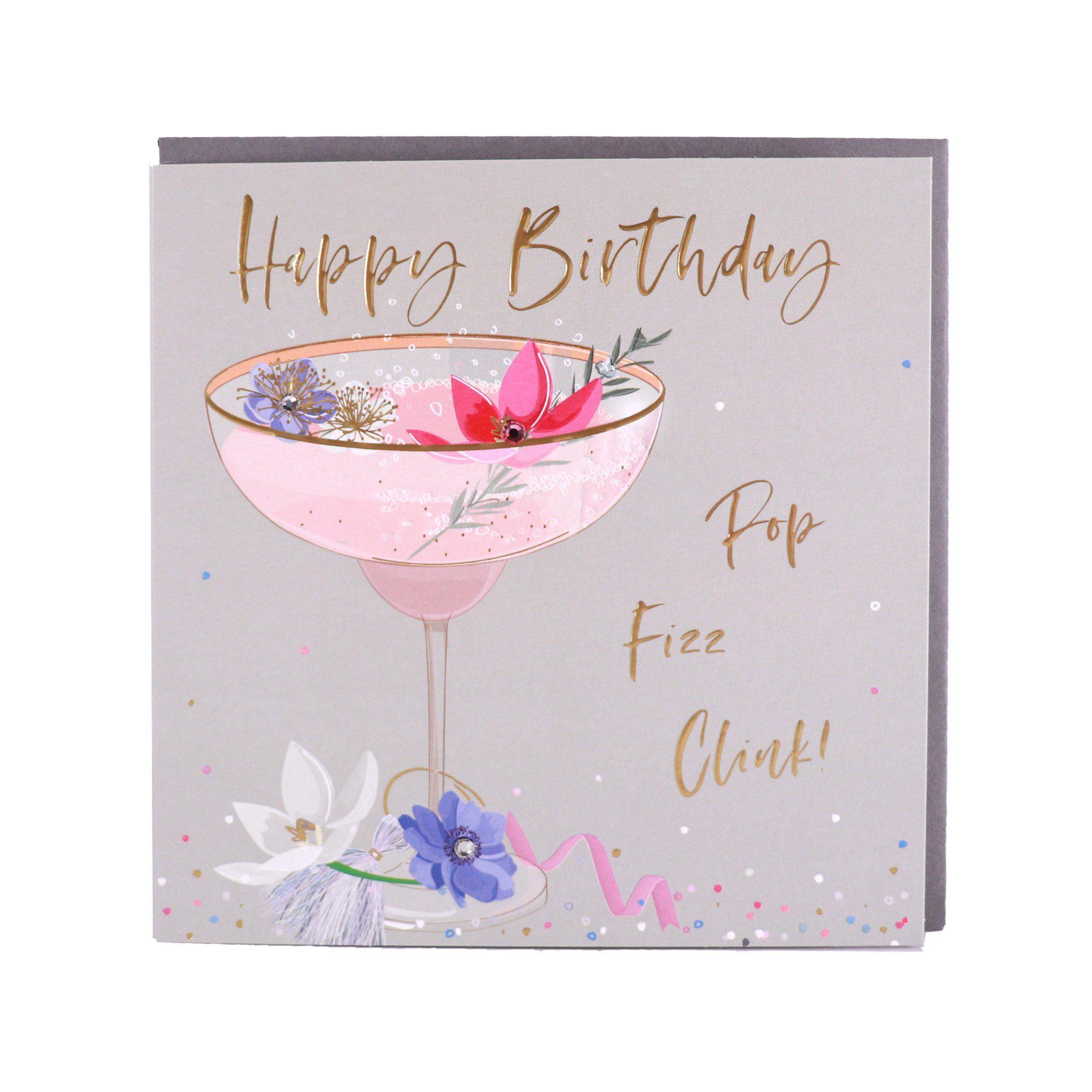 Card - Happy Birthday Champagne Glass - KLOSH