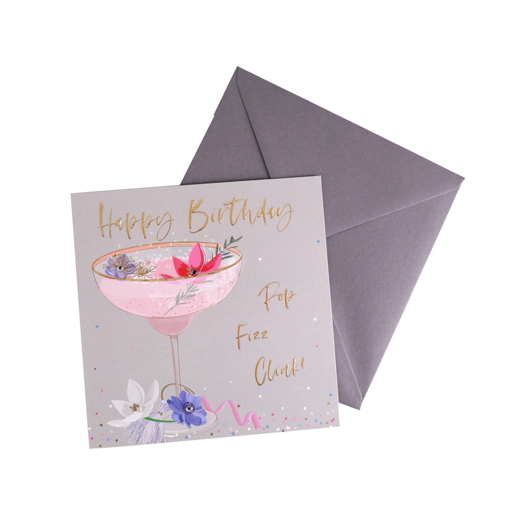 Card - Happy Birthday Champagne Glass - KLOSH