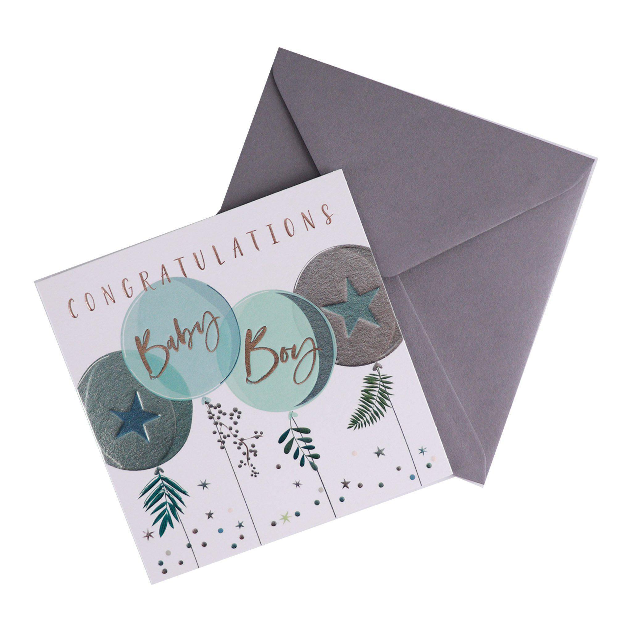 Card - New Baby Boy Balloons - KLOSH