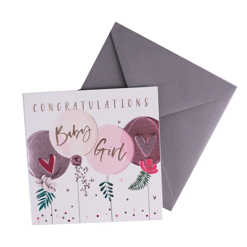 Card - New Baby Girl Balloons - KLOSH