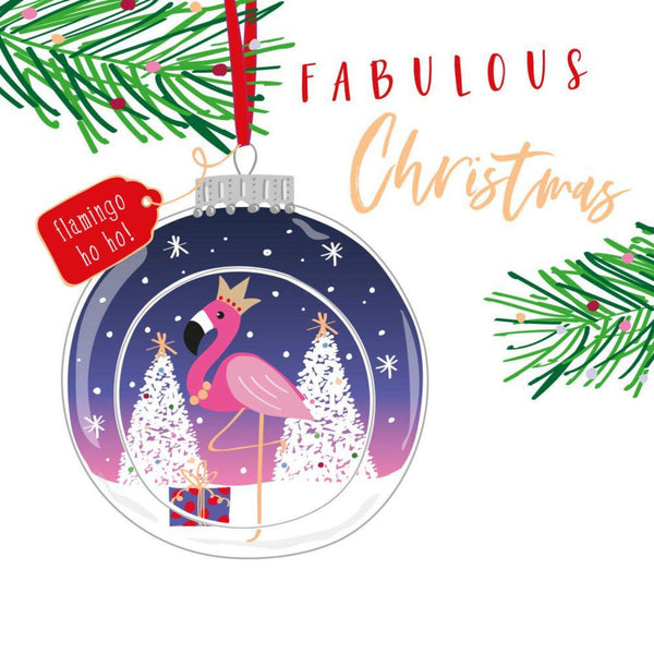 Christmas Card - Bauble Open Flamingo - KLOSH