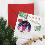 Christmas Card - Bauble Open Flamingo - KLOSH