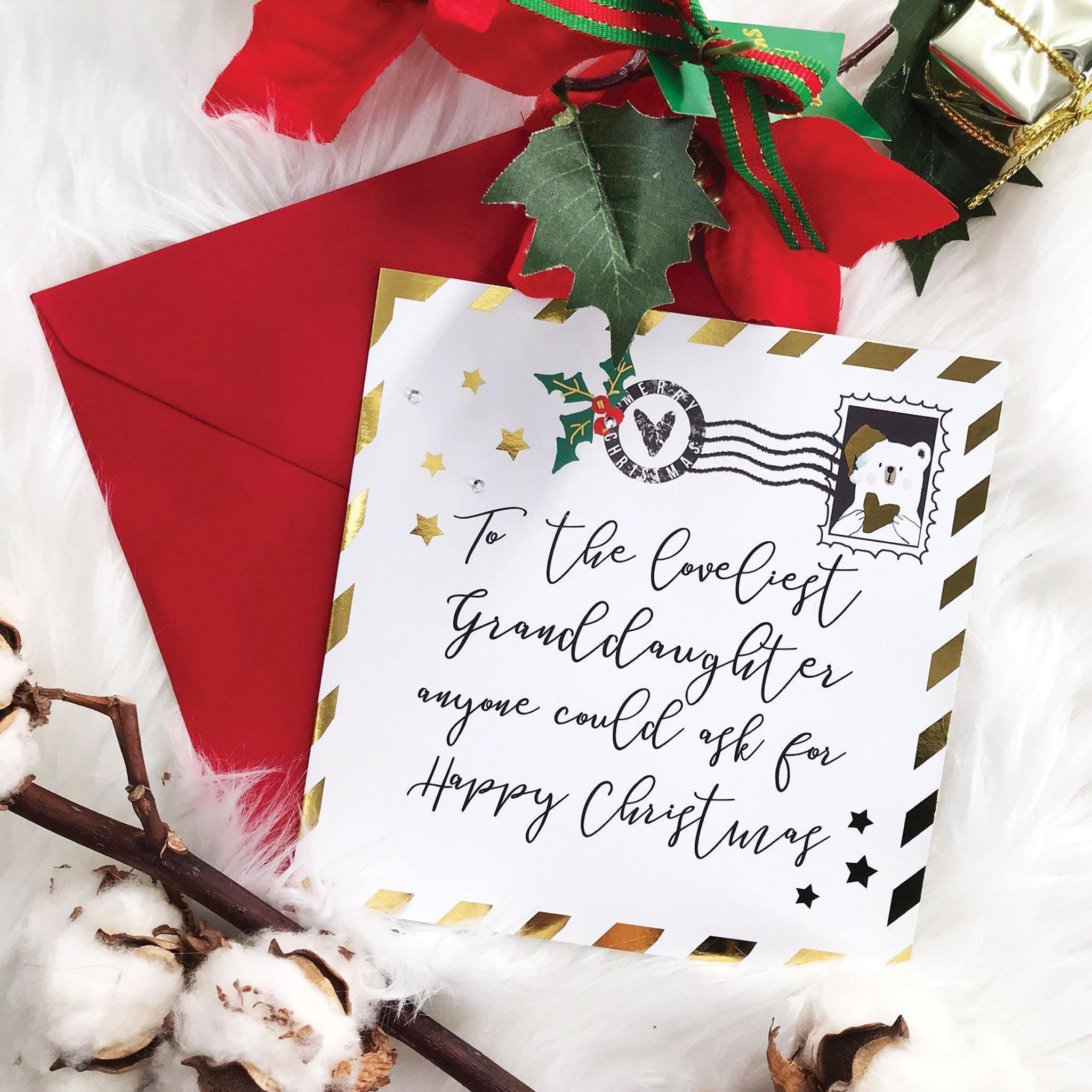 Christmas Card - Happy Christmas To The Loveliest Granddaughter - KLOSH