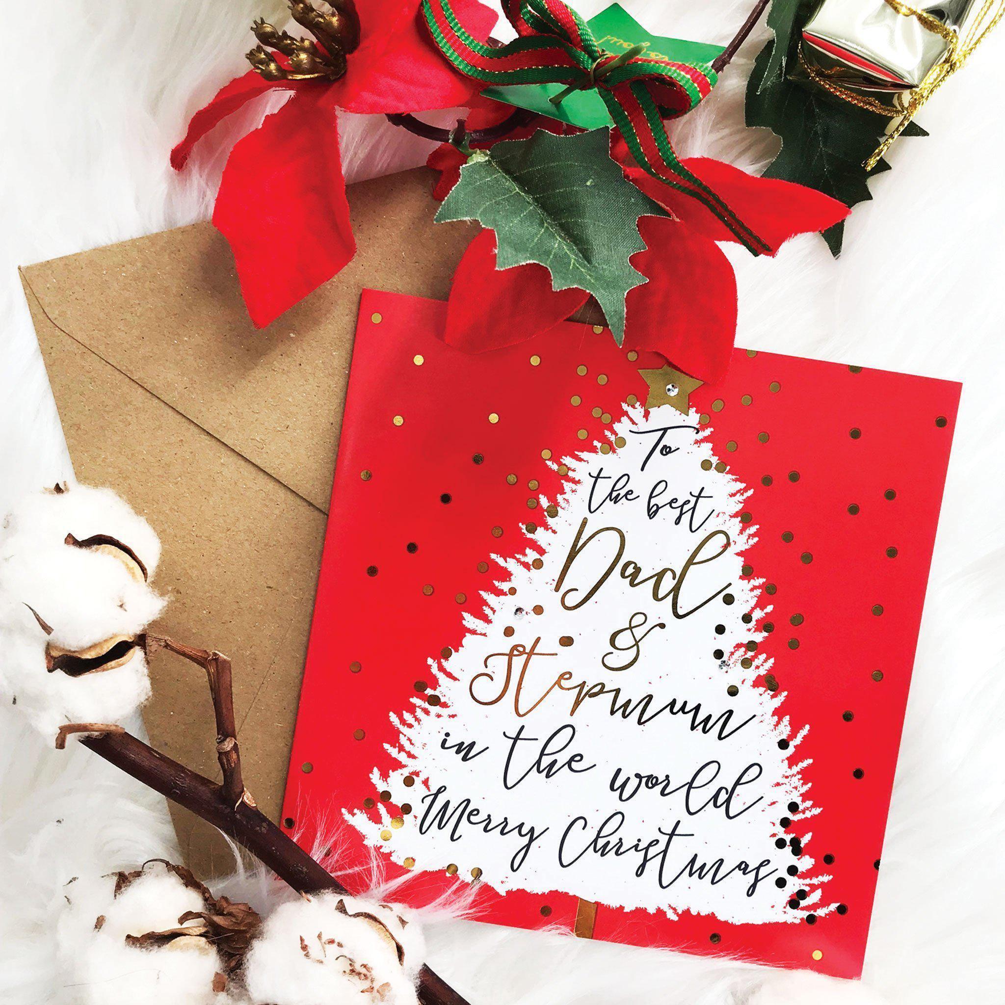 Christmas Card - Merry Christmas To The Best Dad & Stepmum - KLOSH