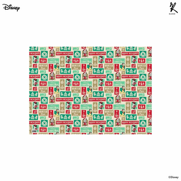Disney Mickey Mouse - Happy Holidays Christmas Wrapping Paper (Pack of 10) - KLOSH