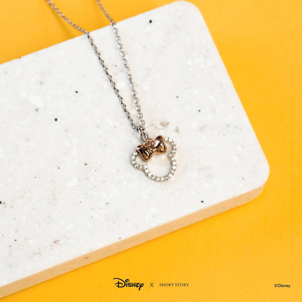 Disney Necklace - Diamante Minnie Ears Stencil Silver - KLOSH