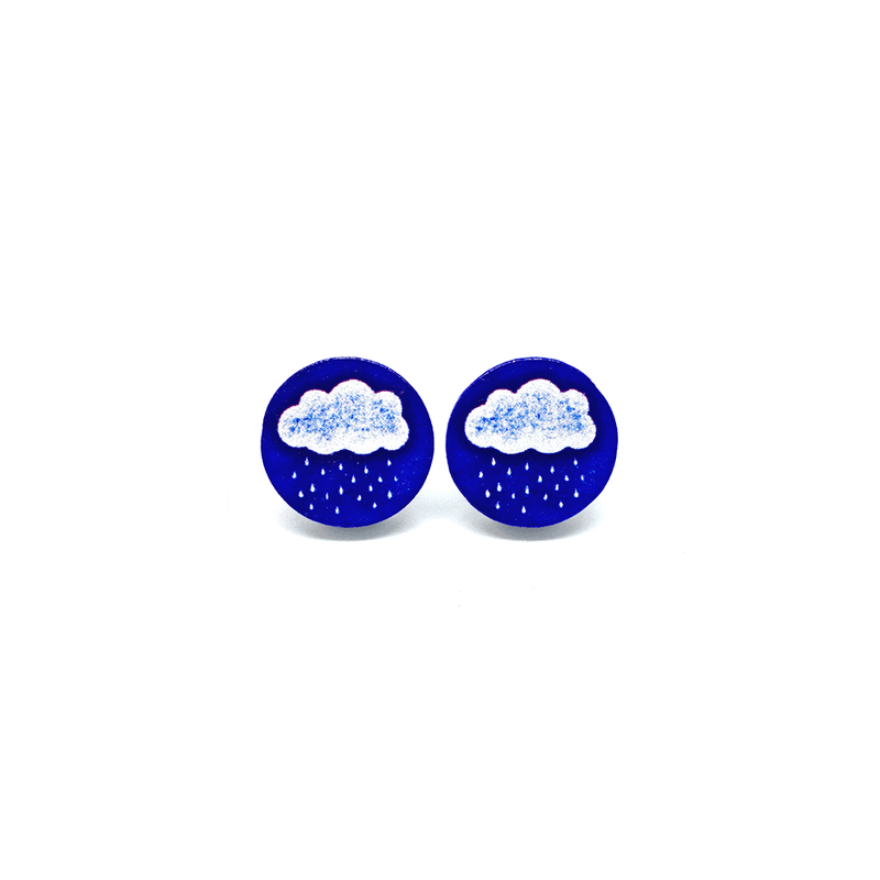 Earrings - A Blue Raining Day (Wooden) - KLOSH
