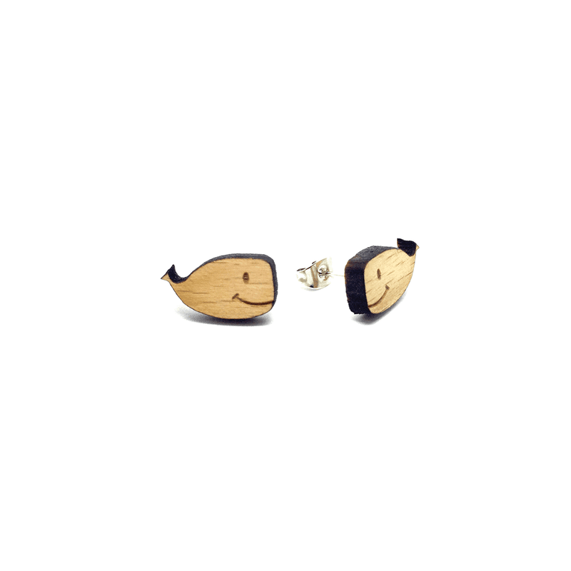 Earrings - Cute Baby Whale (Wood) - KLOSH