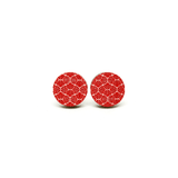 Earrings - Geometric Red Waves (Wooden) - KLOSH