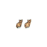 Earrings - Origami Paper Fox (Wood) - KLOSH