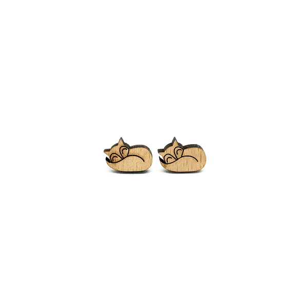 Earrings - Sleeping Fox (Wood) - KLOSH