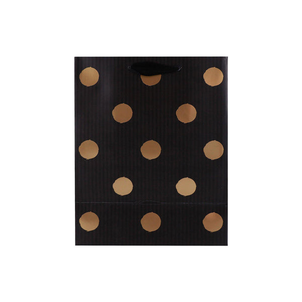 Gift Bag - Black with Gold Polka Dots Large - KLOSH